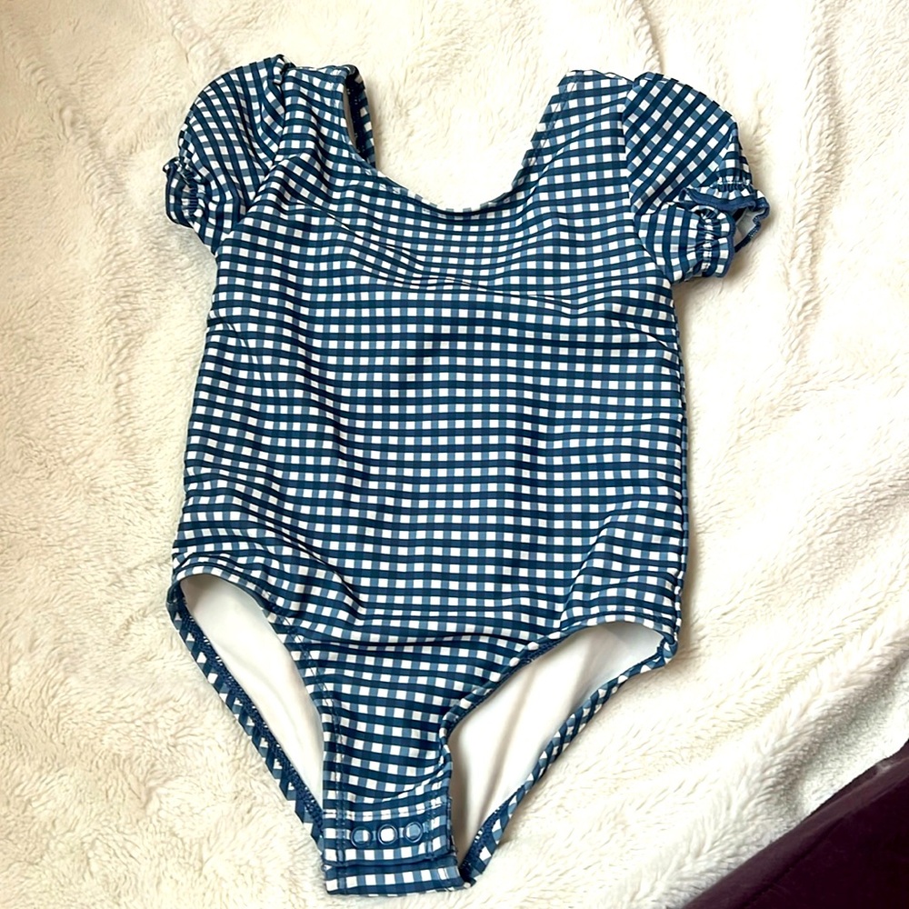 Little Planet Toddler Navy Gingham Swimsuit- 2T